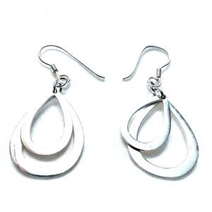 Sterling Silver teardrop earrings pierced dangle classic quiet luxury capsule